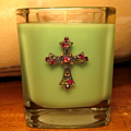 Cedars Jeweled Cross Candle w/Refill