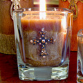 Cassia Jeweled Cross Candle w/Refill