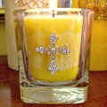 Lily Jeweled Cross Candle w/Refill