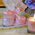 Rose Jeweled Cross Candle w/Refill