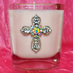 Rose Jeweled Cross Candle