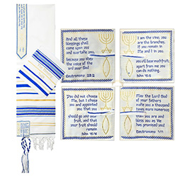 TALIT - MESSIANIC BLESSING PRAYER SHAWL W/ MATCHING BAG-ROYAL BLUE