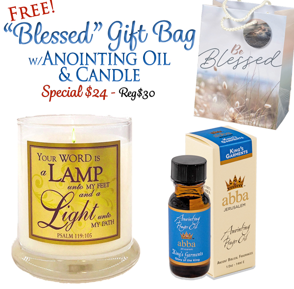 FREE GIFT BAG W/KING'S GARMENTS CANDLE AND 1/3 oz OIL