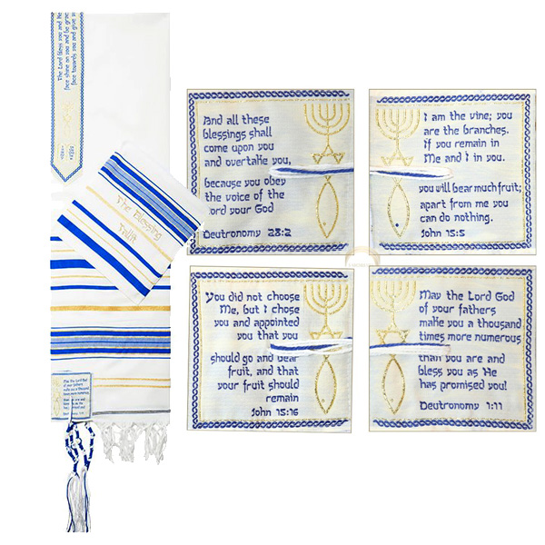 TALIT - MESSIANIC BLESSING PRAYER SHAWL W/ MATCHING BAG-ROYAL BLUE