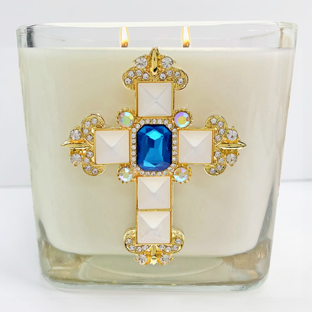 BALM OF GILEAD JEWELED PEARL CROSS CANDLE