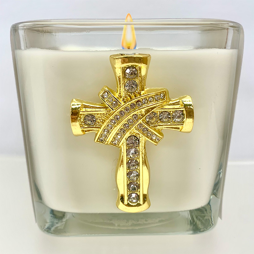 FRANKINCENSE & MYRRH GOLD CROSS CANDLE