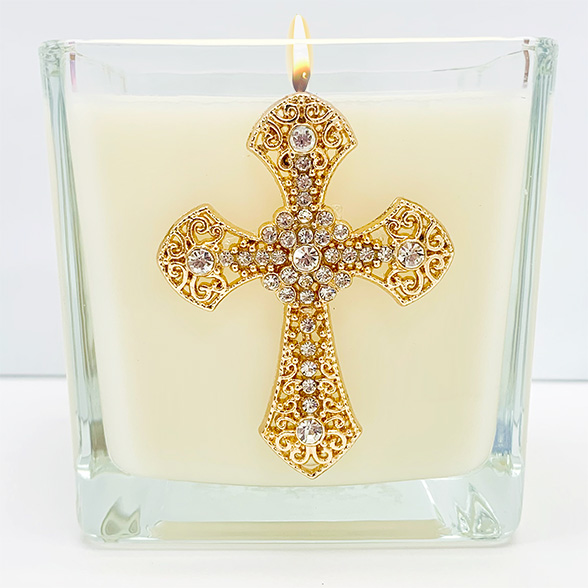 COVENANT JEWELED GOLD CROSS CANDLE