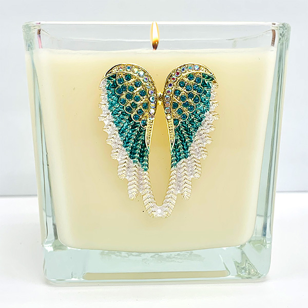 JEWELED ANGEL WINGS CANDLE - COVENANT
