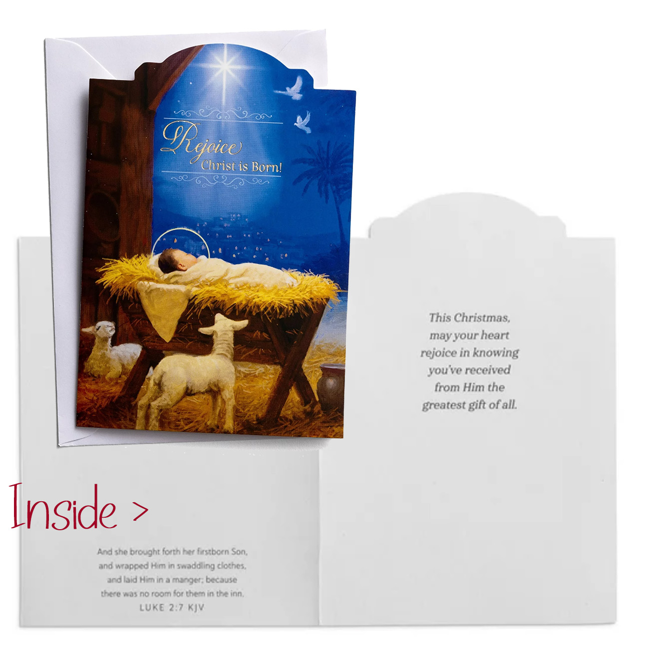 REJOICE CHRIST IS BORN - HOLIDAY CARD WITH ENVELOPE