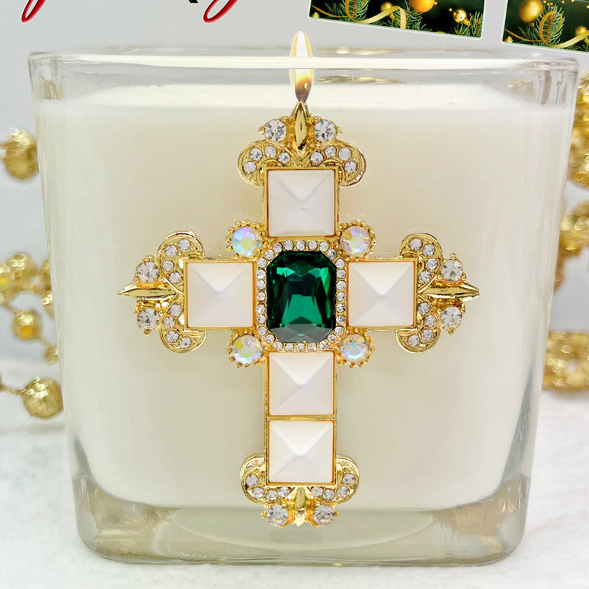 HYSSOP PEARL JEWELED CROSS CANDLE