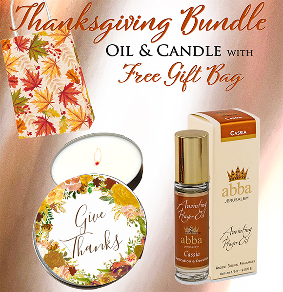 FREE GIVE THANKS GIFTBAG WITH CASSIA 1/3 oz ROLLON OIL AND TIN CANDLE