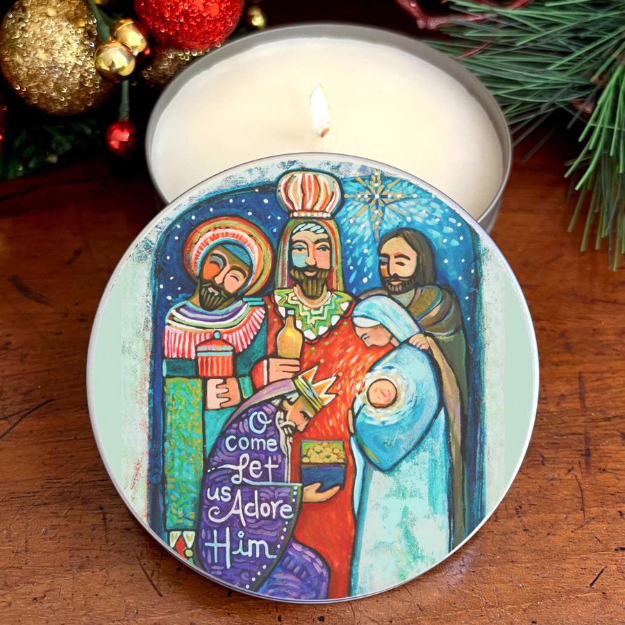 "KINGS-ADORE HIM" CANDLE TIN - GIFTS OF THE MAGI