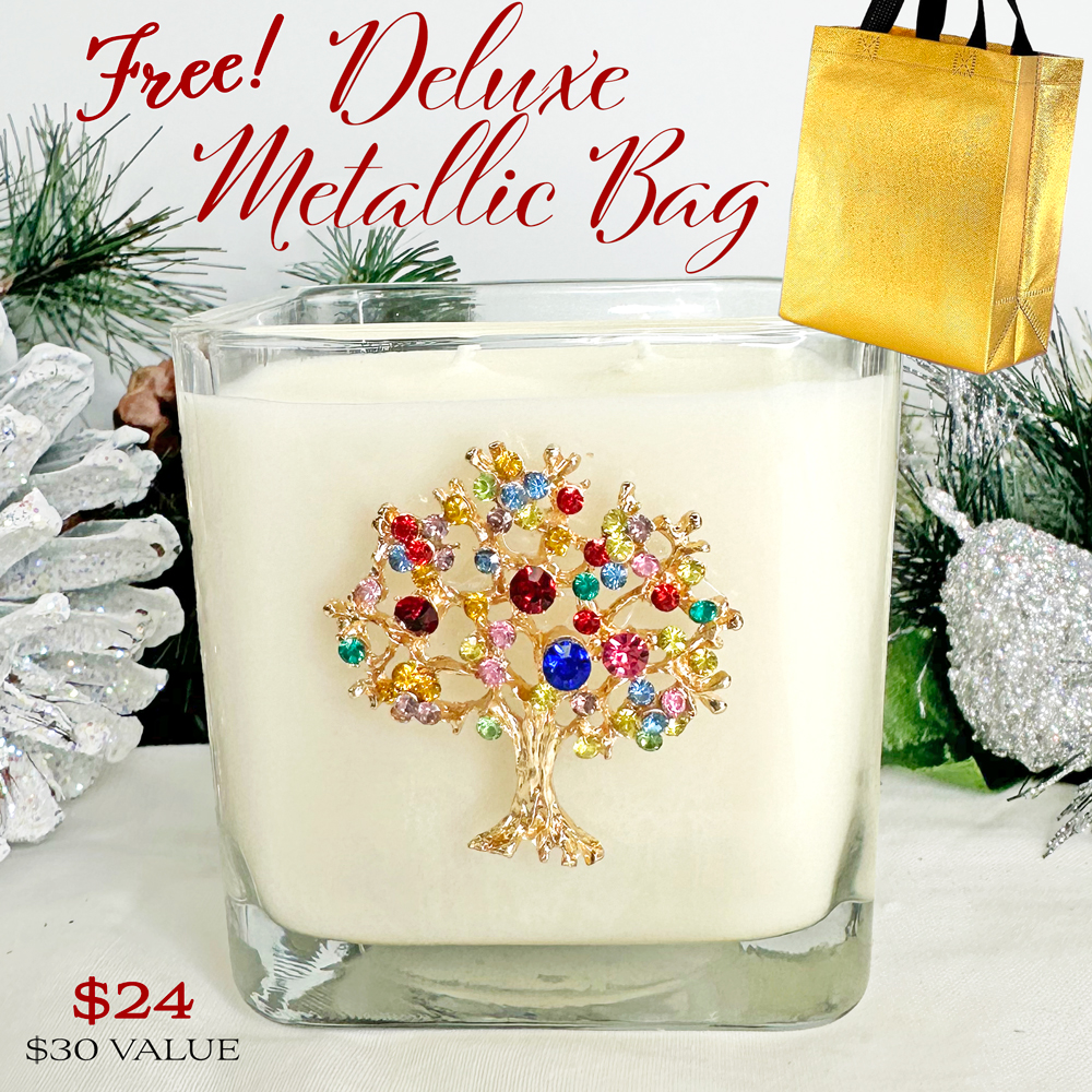 FREE DELUXE BAG with TREE OF LIFE JEWELED CANDLE