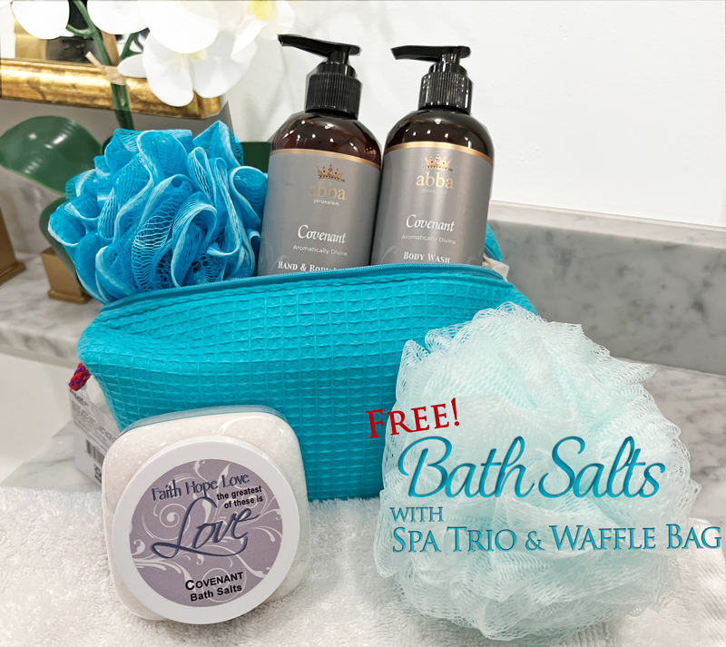 FREE "BATH SALTS" with COVENANT SPA TRIO & WAFFLE BAG (Reg $42.)
