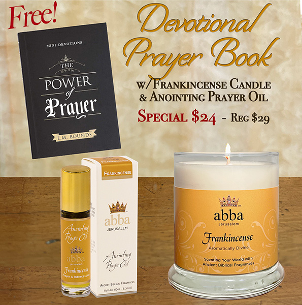 FREE DEVOTIONAL PRAYER BOOK WITH FRANKINCENSE 1/3 oz ROLLON OIL & CANDLE