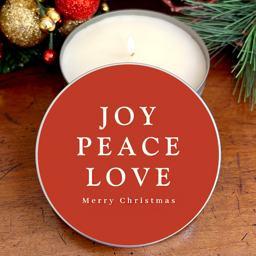 "JOY PEACE LOVE" CANDLE TIN - WINTER WONDERLAND