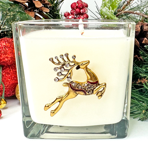 JEWELED PRANCING "REINDEER" CANDLE - SUGAR PLUM