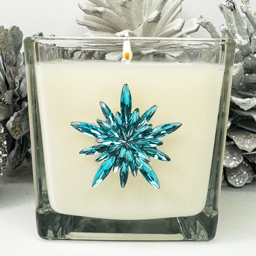 JEWELED "SNOWFLAKE"  CANDLE - SLEIGH RIDE