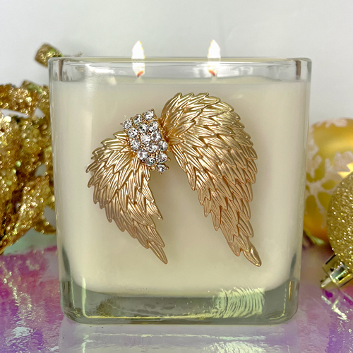 GOLD JEWELED WINGS CANDLE-FRANKINCENSE & MYRRH