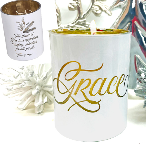 "GRACE" GLASS CANDLE -FRANKINCENSE & MYRRH