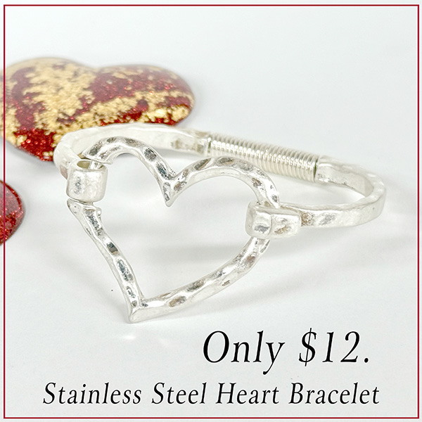 "STAINLESS STEEL" HEART BRACELET