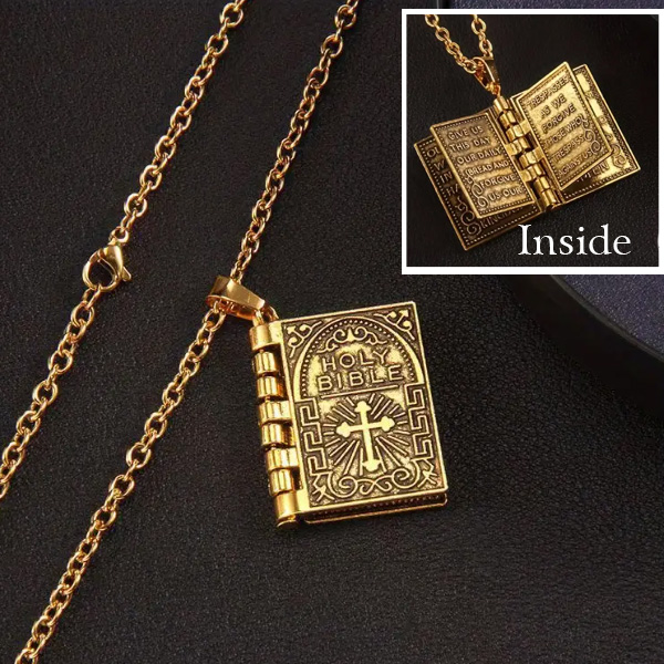 PENDANT - STAINLESS STEEL CHAIN - FLIP BIBLE PENDANT