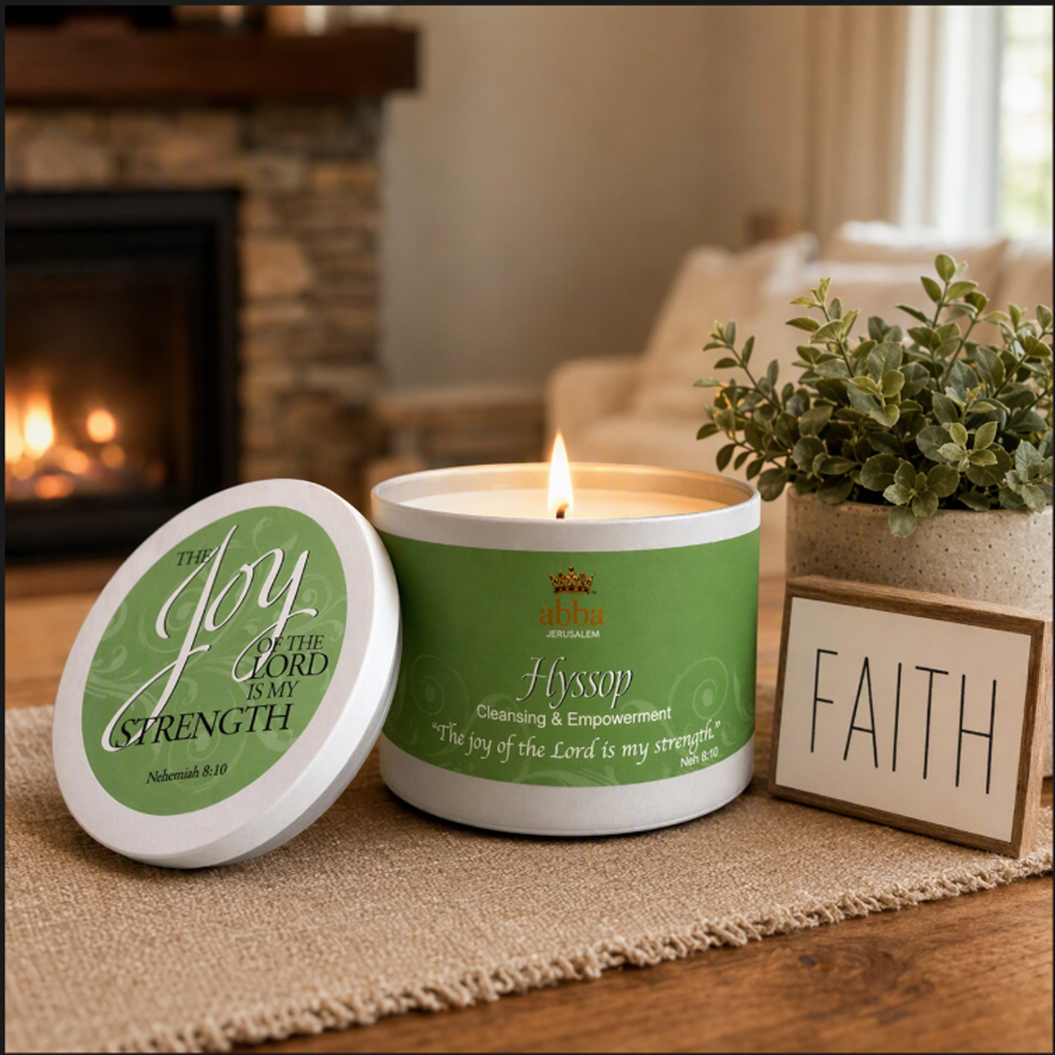 HYSSOP SCRIPTURE TIN - "THE JOY OF THE LORD" 8 oz