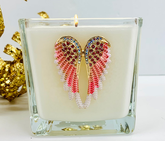 FRANKINCENSE & MYRRH ANGEL WINGS CANDLE - PINK